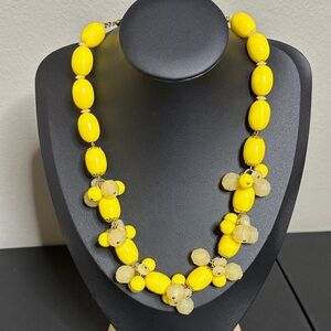 Robert Rose Yellow Cluster Beaded Statement Sunshine Necklace
